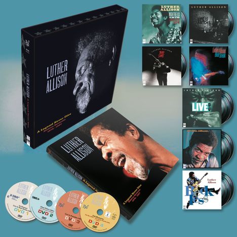 Luther Allison: A Legend Never Dies (Essential Recordings 1976 - 1997) (180g) (Limited Numbered Edition), 10 LPs und 4 DVDs