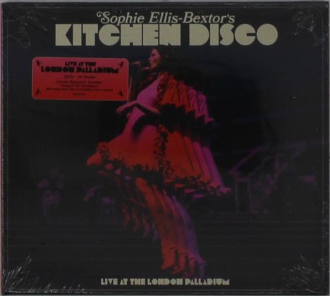 Texte: "Sophie Ellis-Bextor's Kitchen Disco", "Live at the London Palladium". Eine Frau tanzt in einem voluminösen Kleid.