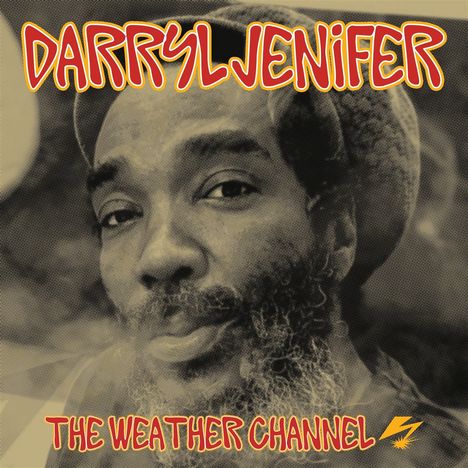 "DARRYL JENIFER" oben, "THE WEATHER CHANNEL" unten in gelber und roter Schrift. Ein Porträt eines Mannes mit Bart.