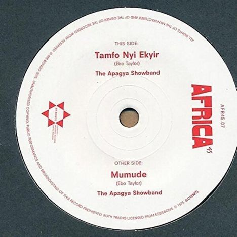 The Apagya Showband: Tamfo Nyi Ekyir/Mumude, Single 7"