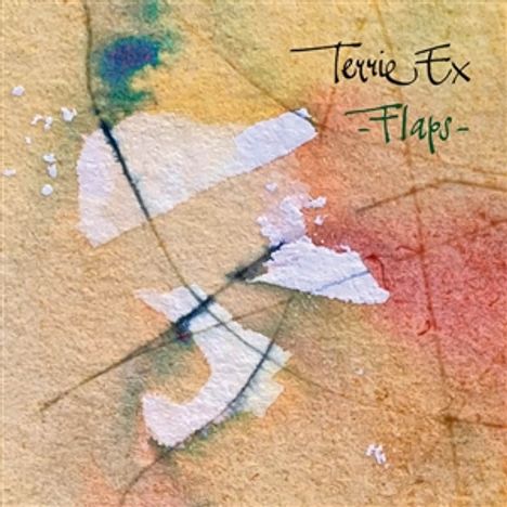 Text: "Terrie Ex - Flaps". Aquarell-Illustration mit abstrakten Formen und bunten Farben.