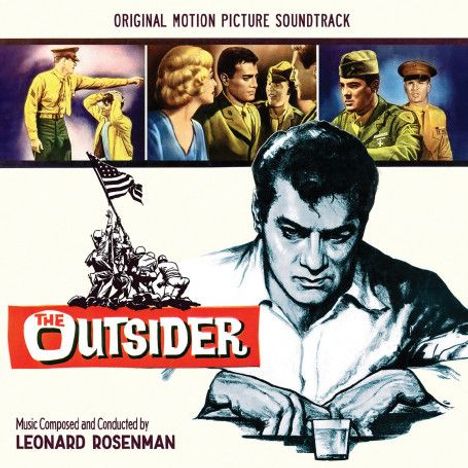 Text: "Original Motion Picture Soundtrack", "The Outsider", "Music Composed and Conducted by Leonard Rosenman". Illustration zeigt einen ernsten Mann.