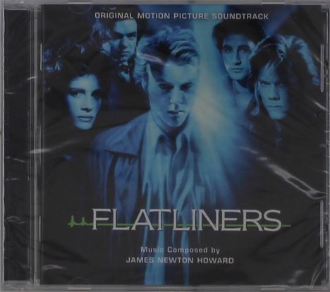 “Original Motion Picture Soundtrack: FLATLINERS. Music composed by James Newton Howard.” Mehrere Gesichter in Blautönen.