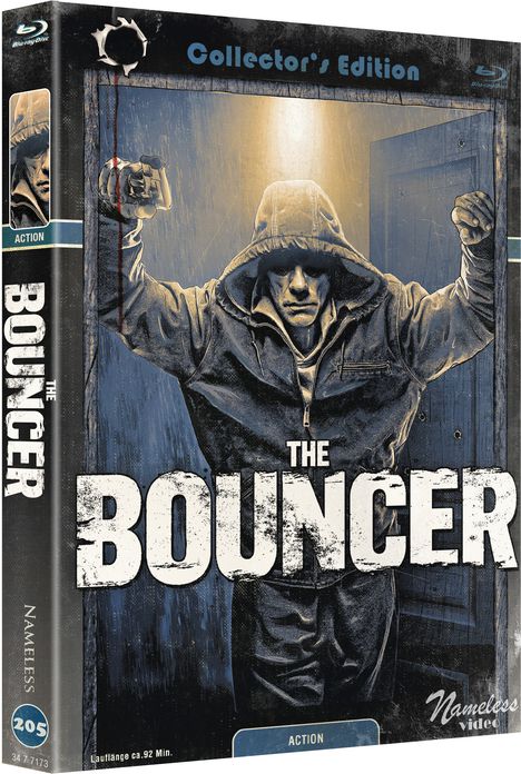 "Collector's Edition", "THE BOUNCER", Illustration eines Mannes mit Kapuze, hebt die Fäuste.