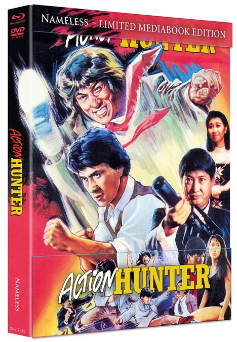 "Nameless - Limited Mediabook Edition", "Action Hunter". Buntes Filmcover mit Kämpfern in actiongeladenen Posen.