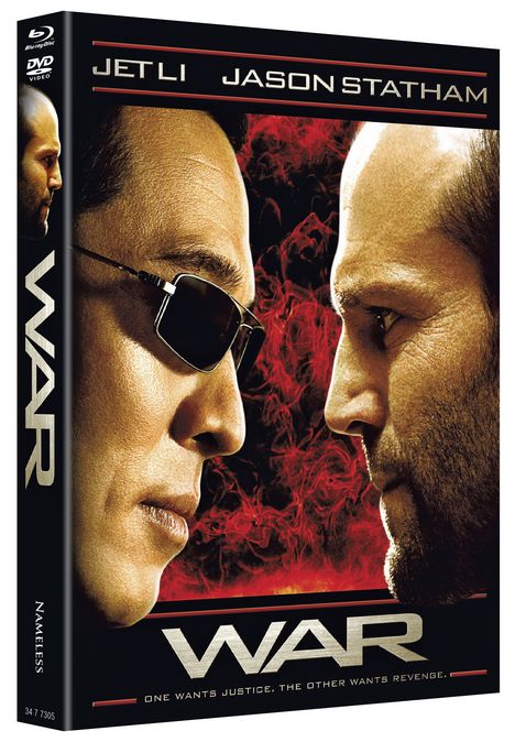 Oben: "Jet Li, Jason Statham". Unten: "One wants justice, the other wants revenge". Zwei Männer blicken einander an.