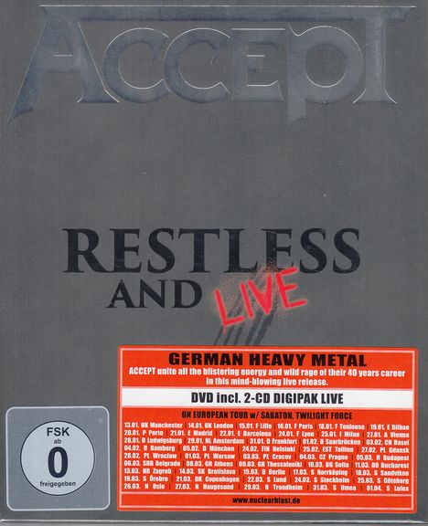 Accept: Restless And Live 2015, 1 DVD und 2 CDs