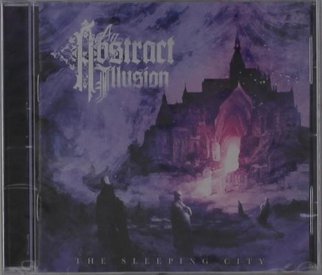 Oben steht "An Abstract Illusion", unten "The Sleeping City". Eine mystische Stadt mit lila Himmel im Hintergrund.