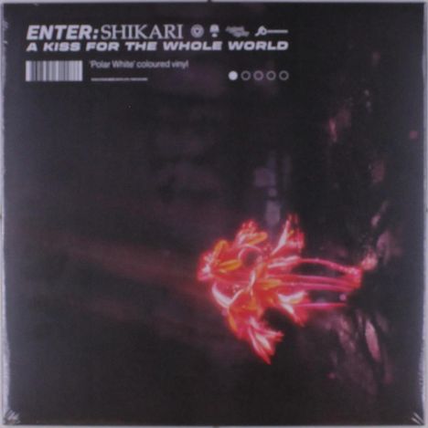 Text oben: „ENTER: SHIKARI“, „A KISS FOR THE WHOLE WORLD“. Darunter leuchtendes Rankenmuster auf dunklem Hintergrund.