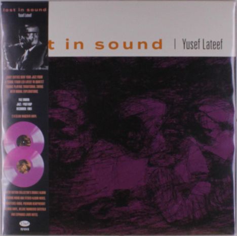 „Lost in sound“ und „Yusef Lateef“ stehen in der oberen Mitte; links ein Foto eines Musikers mit Saxophon.