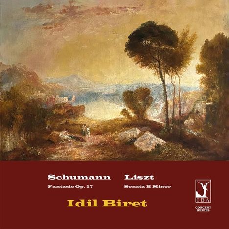 Schumann Fantasie Op. 17, Liszt Sonata B Minor, Idil Biret. Landschaftsgemälde mit Bäumen und Bergen im Hintergrund.