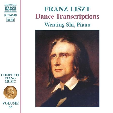 "FRANZ LISZT Dance Transcriptions Wenting Shi, Piano." Ein Gemälde eines Mannes mit langen Haaren.