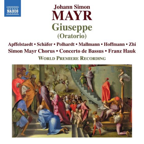 "Johann Simon Mayr, Giuseppe (Oratorio), Apffelstaedt, Schäfer, Polhardt, Mallmann, Hoffmann, Zhi, Simon Mayr Chorus."

Eine klassische Gemäldeillustration mit Figuren in lebhaften Farben.