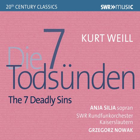 Kurt Weill (1900-1950): Die Sieben Todsünden, CD