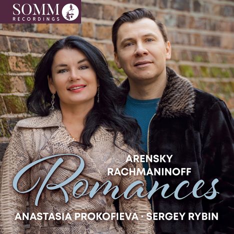 Text: "Arensky Rachmaninoff Romances Anastasia Prokofieva Sergey Rybin." Zwei Personen vor einer Ziegelwand.
