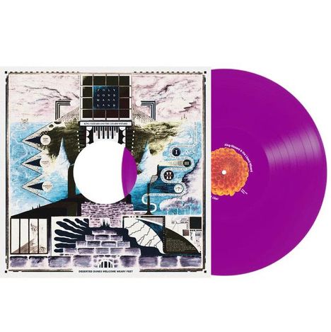 Auf dem Plattencover steht "Polygondwanaland". Eine violette Schallplatte ragt rechts heraus.