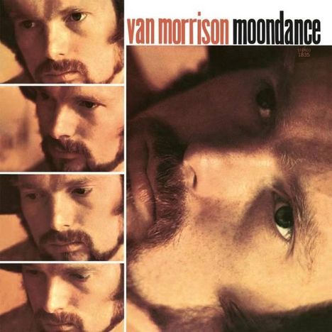 Text: "van morrison moondance". Neben dem Text sind verschiedene Aufnahmen eines Mannes mit Bart zu sehen.
