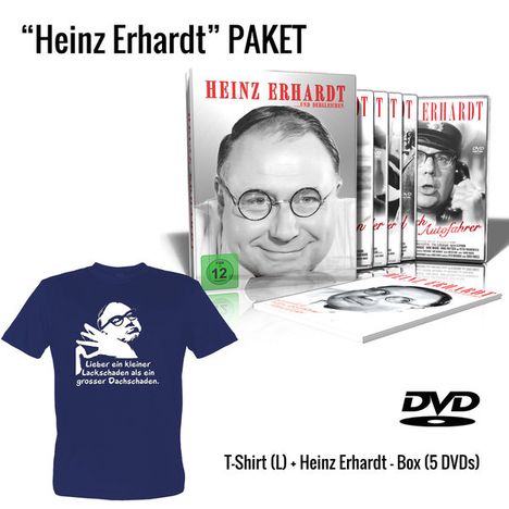 Heinz Erhardt ...und Dergleichen (Geschenkset mit T-Shirt), 5 DVDs und 1 T-Shirt