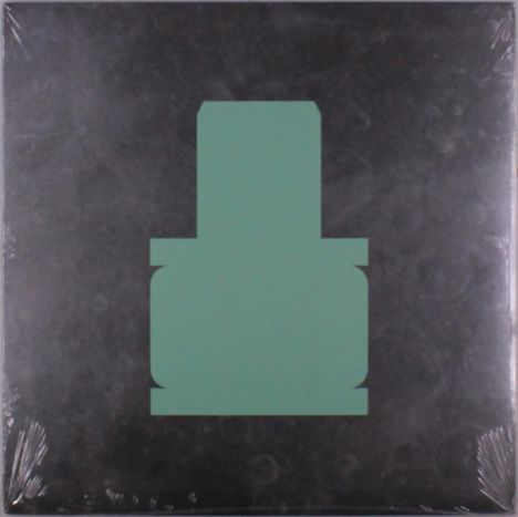 Das Bild zeigt eine quadratische, minimalistische Illustration mit einer grünen, abstrakten Form auf schwarzem Hintergrund.