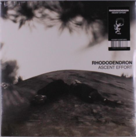 "RHODODENDRON ASCENT EFFORT". Schwarz-weißes Cover zeigt eine hügelige Landschaft mit zwei liegenden Figuren.