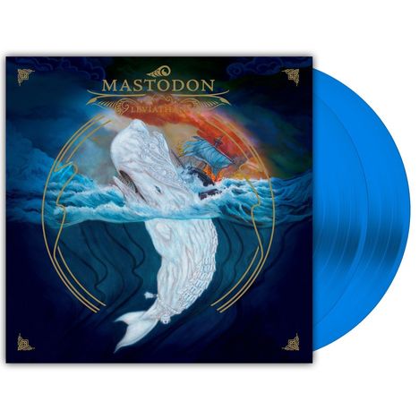 „MASTODON LEVIATHAN“ steht oben. Ein riesiger weißer Wal im stürmischen Meer, ein sinkendes Schiff im Hintergrund.