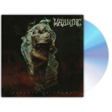 Text "Rituals of Shame". Zwei in Stoff gehüllte Figuren in einer dunklen, mystischen Umgebung, daneben eine CD.