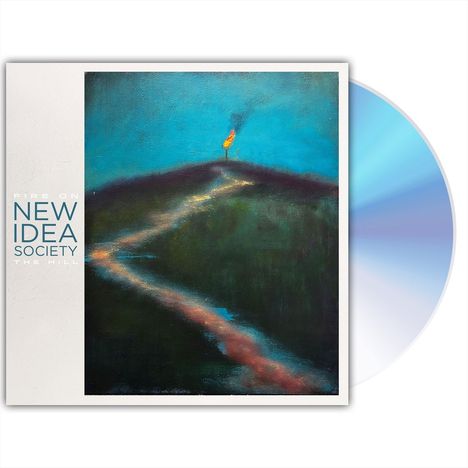 „FIRE ON NEW IDEA SOCIETY THE HILL“. Cover zeigt ein dunkles Gemälde eines Hügels mit brennender Flamme oben.