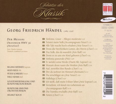 Georg Friedrich Händel (1685-1759): Der Messias (Ausz. in deutscher Sprache), CD