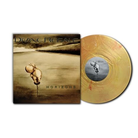 "Divine Regale" und "Horizons" stehen oben und unten auf einem Albumcover. Eine abstrakte Landschaft mit verzerrtem Baum.