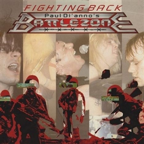 "FIGHTING BACK Paul Di'Anno's BATTLEZONE" über rockigen Liveaufnahmen und roten Soldaten-Silhouetten.