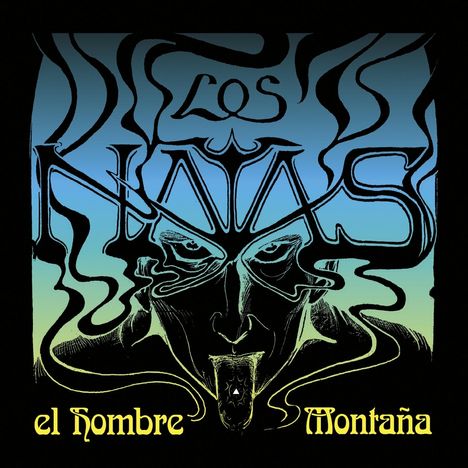 Text: "Los Natas", "el hombre Montaña". Illustration mit einem mystischen Gesicht und fließenden Linien.