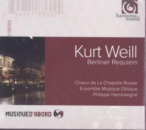 Kurt Weill (1900-1950): Berliner Requiem, CD