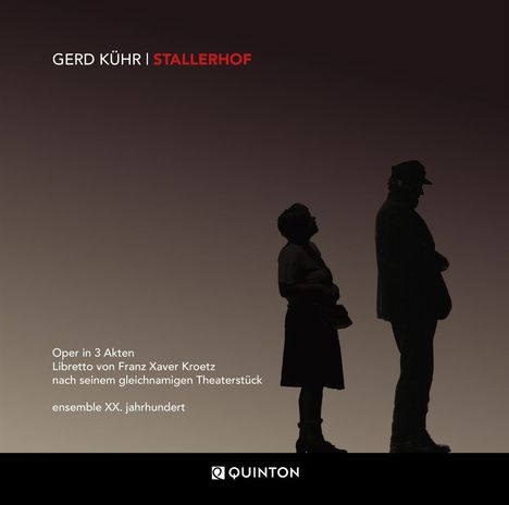 GERD KÜHR | STALLERHOF. Oper in 3 Akten. Zwei Silhouettenmenschen gegenüber auf dunklem Hintergrund.