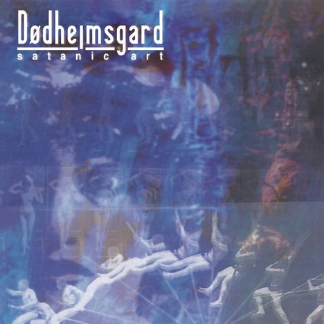 „Dødheimsgard satanic art“ steht oben. Verschwommene, blaue Hintergrundillustration mit menschenähnlichen Silhouetten.