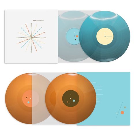 Text: "Lusine ∙ a certain distance". Zwei Platten, eine blau, eine orange. Beide mit geometrischem Design. Schachtelhülle dabei.