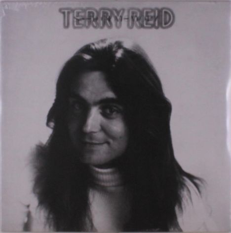 Text: "TERRY REID". Schwarz-weiß Portrait eines Mannes mit langen Haaren und einem Rollkragenpullover.