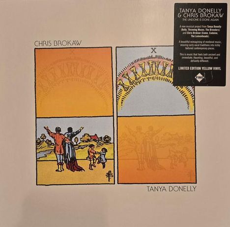 "CHRIS BROKAW, TANYA DONELLY" oben und unten. Zwei Illustrationen: Links Familie vor Landschaft, rechts bogenförmige Figuren.