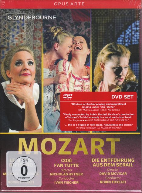 Wolfgang Amadeus Mozart (1756-1791): 3 Opern (Produktionen der Glyndebourne Opera), 3 DVDs