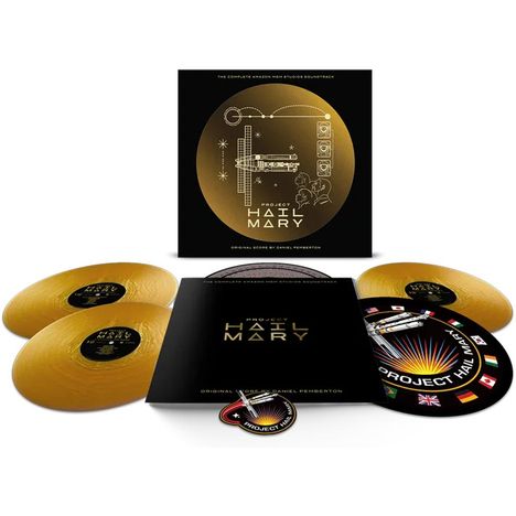 "The Complete Amazon MGM Studios Soundtrack - Project Hail Mary - Original Score by Daniel Pemberton." Raumfahrt-Motive in Gold.