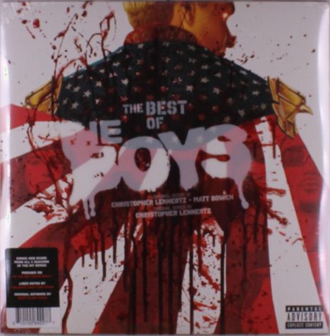 "The Best of The Boys" steht in großen Buchstaben, ein Mann im Hintergrund, blutrote Effekte überall verteilt.