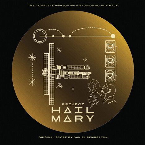 Text: "Project Hail Mary", "Original Score by Daniel Pemberton". Illustration mit Rakete, Planeten und Menschengesichtern.