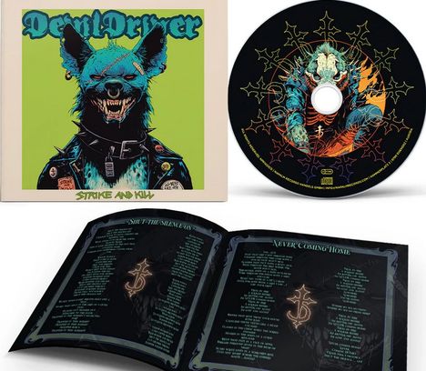 Texte: "DevilDriver", "Strike And Kill", "Shut the Silence On", "Never Coming Home".  
Illustration: Bedrohlicher Wolf in Lederjacke.