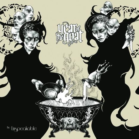 Auf dem Cover steht "Year of the Goat" und darunter "The Unspeakable". Es zeigt zwei dunkle Figuren über einem Kessel.
