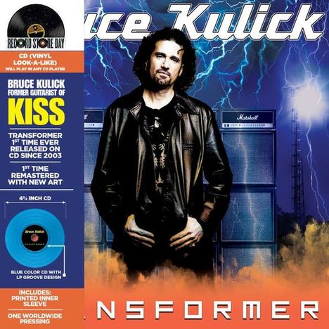 Text: "Bruce Kulick, former guitarist of KISS. Transformer, 1st time ever released on CD." Illustration: Musiker vor Verstärkern.