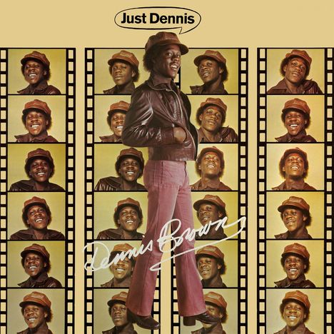 Text: "Just Dennis" oben, handschriftlicher Name unten. Eine Person in Lederjacke und Hut vor einem Filmstreifen-Hintergrund.