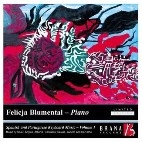 "Felicja Blumental – Piano" steht auf einem Cover. Bunte, abstrakte Kunst mit Rot, Blau, Weiß und Schwarz.