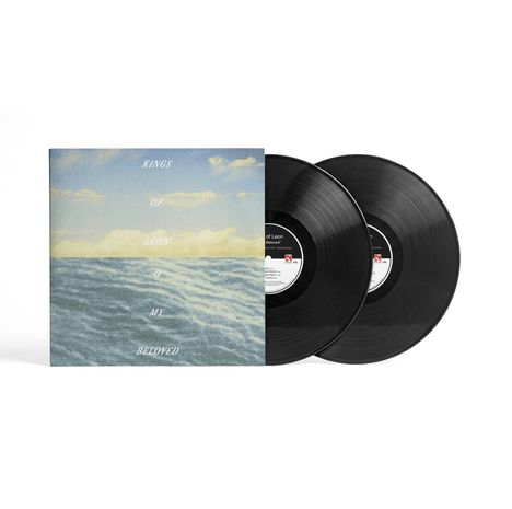 Auf dem Cover steht: "KING OF LEON" und "MY BELOVED". Es zeigt ein Meer und einen bewölkten Himmel. Daneben liegen zwei Schallplatten.
