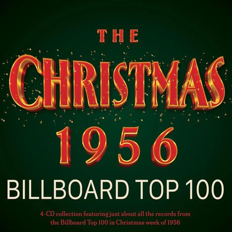 Text: "THE CHRISTMAS 1956 BILLBOARD TOP 100" auf grünem Hintergrund, golden-rot gestalterisch herausragend.