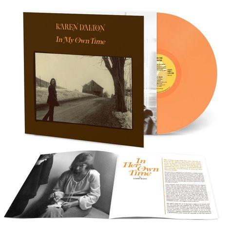 „Karen Dalton, In My Own Time“ auf einem braunen Albumcover mit einem rustikalen Foto, darunter ein Text von Lenny Kaye.