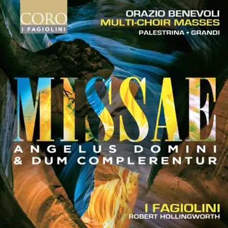 Titel: "Missae Angelus Domini & Dum Complerentur". Künstler: I Fagiolini. Buntes, abstraktes Muster im Hintergrund.